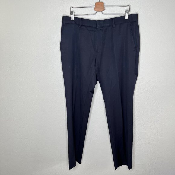 Hugo Boss Mens Navy Blue Virgin Wool Dress Suit Pants Size 36R - Picture 2 of 14